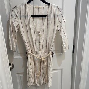 Elegant Cream Striped Jumpsuit with Belt